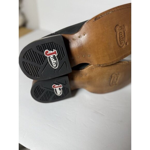 Justin Big News 11” Western Black Red Cowhide Boot Mens Size 7D FN7022 NEW - Picture 13 of 16